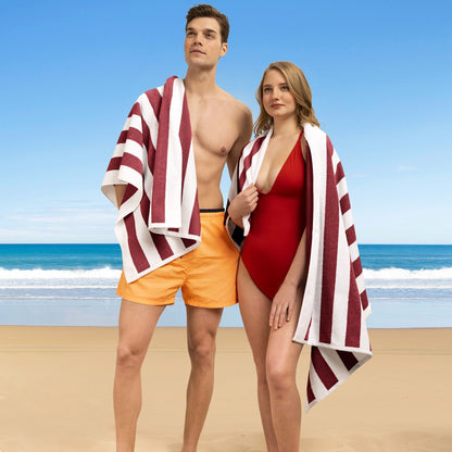 Cabana Striped Cotton Beach Towels 4 Pack - Quahog Bay Bedding