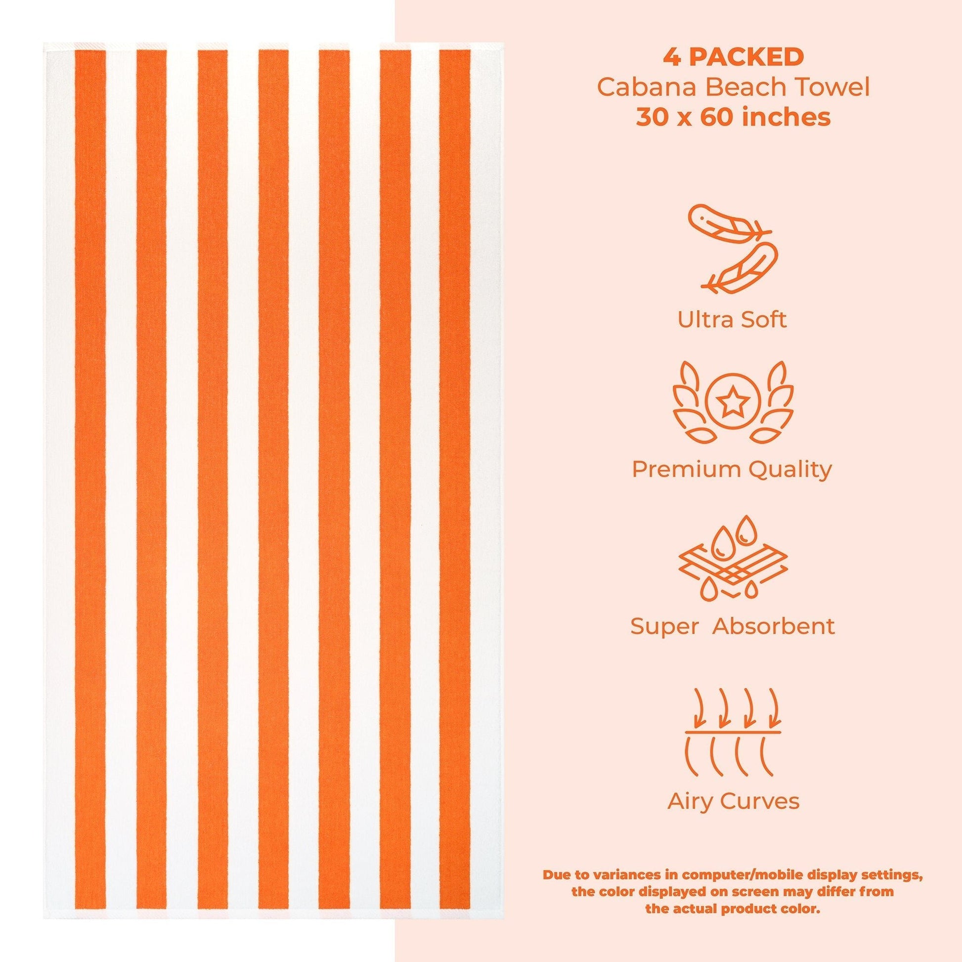 Cabana Striped Cotton Beach Towels 4 Pack - Quahog Bay Bedding