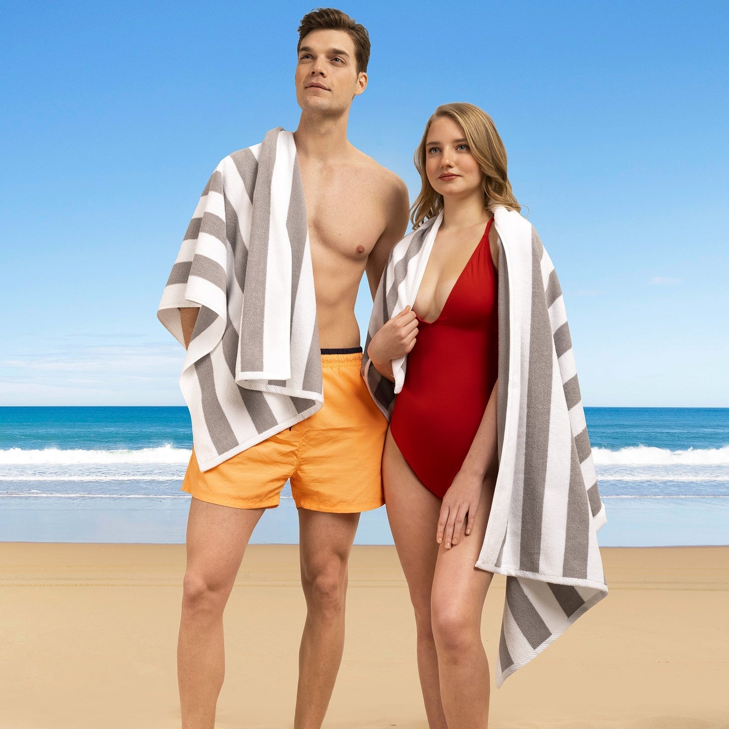 Cabana Striped Cotton Beach Towels 4 Pack - Quahog Bay Bedding