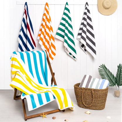 Cabana Striped Cotton Beach Towels 4 Pack - Quahog Bay Bedding
