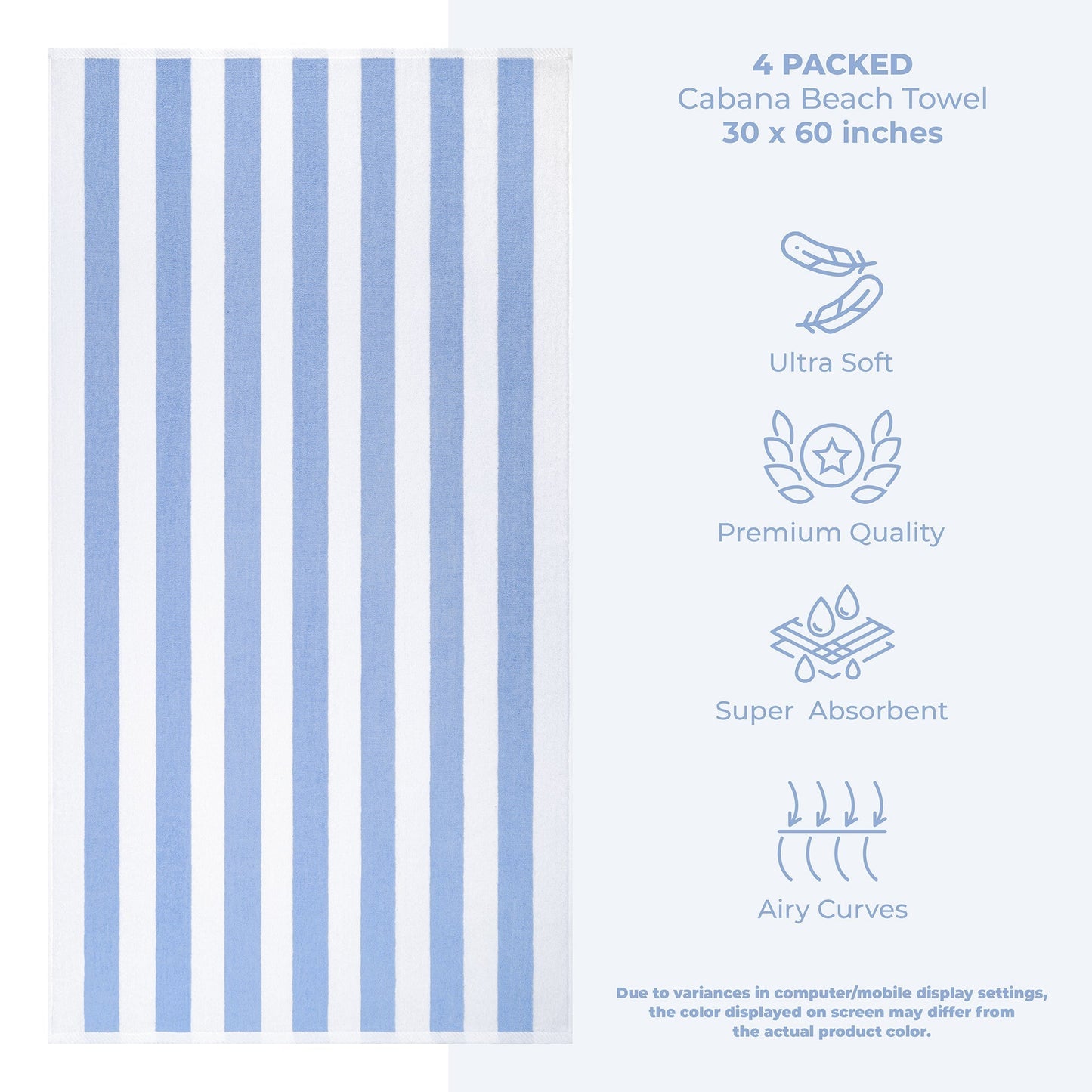 Cabana Striped Cotton Beach Towels 4 Pack - Quahog Bay Bedding