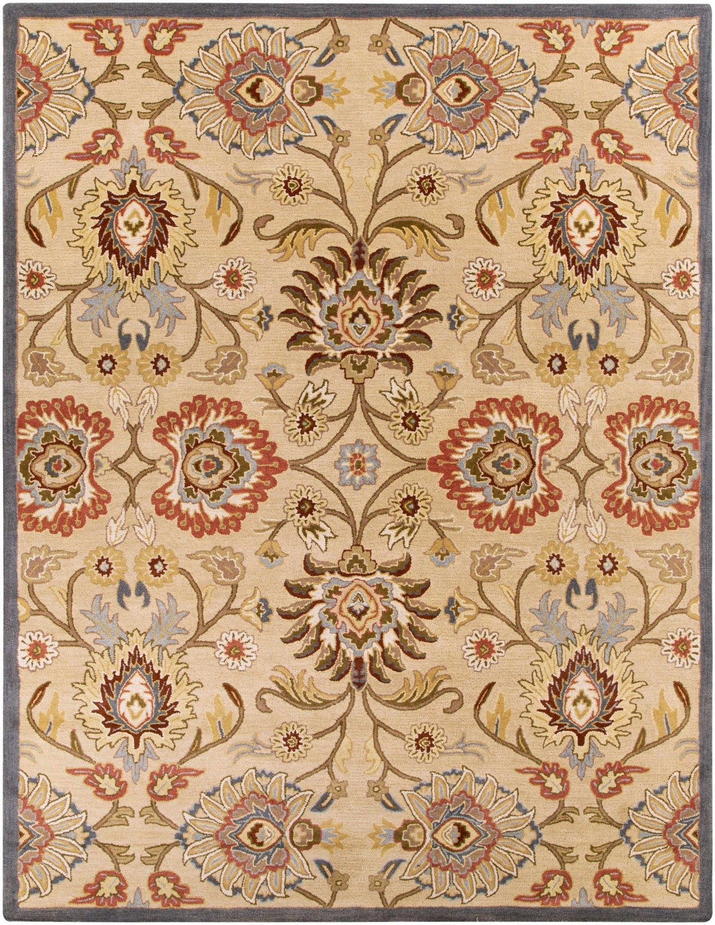 Caesar 1116 Hand Tufted Beige & Rust Wool Rug - Quahog Bay Bedding