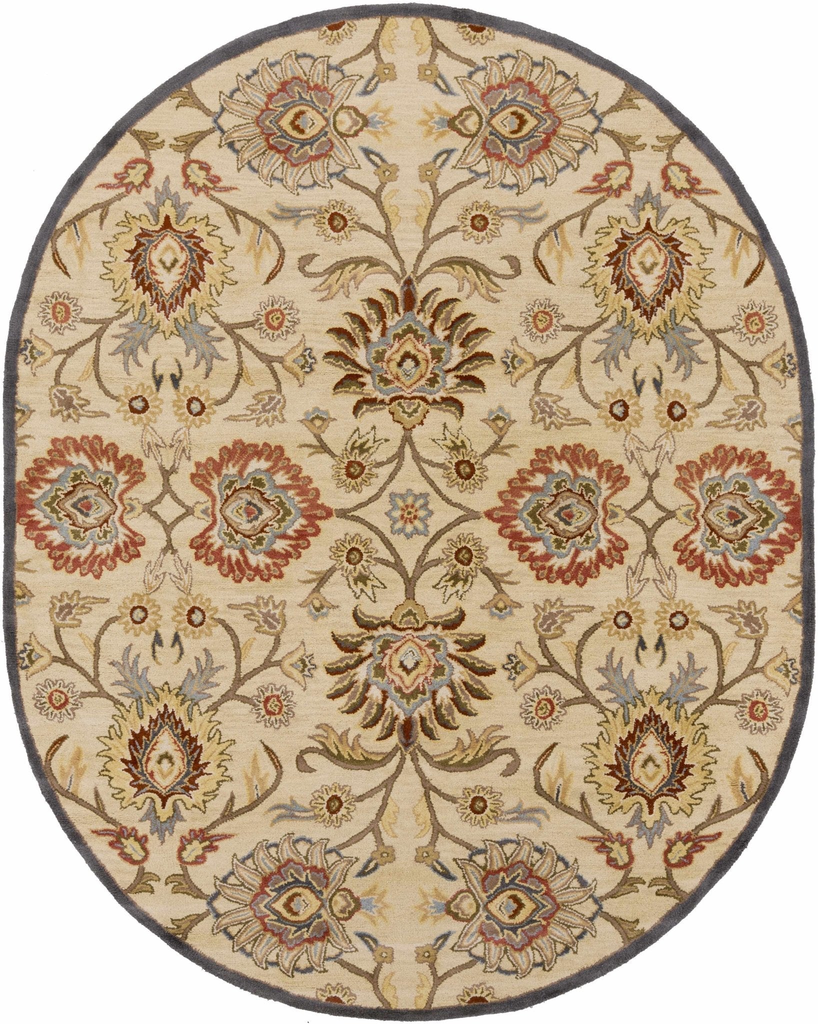 Caesar 1116 Hand Tufted Beige & Rust Wool Rug - Quahog Bay Bedding