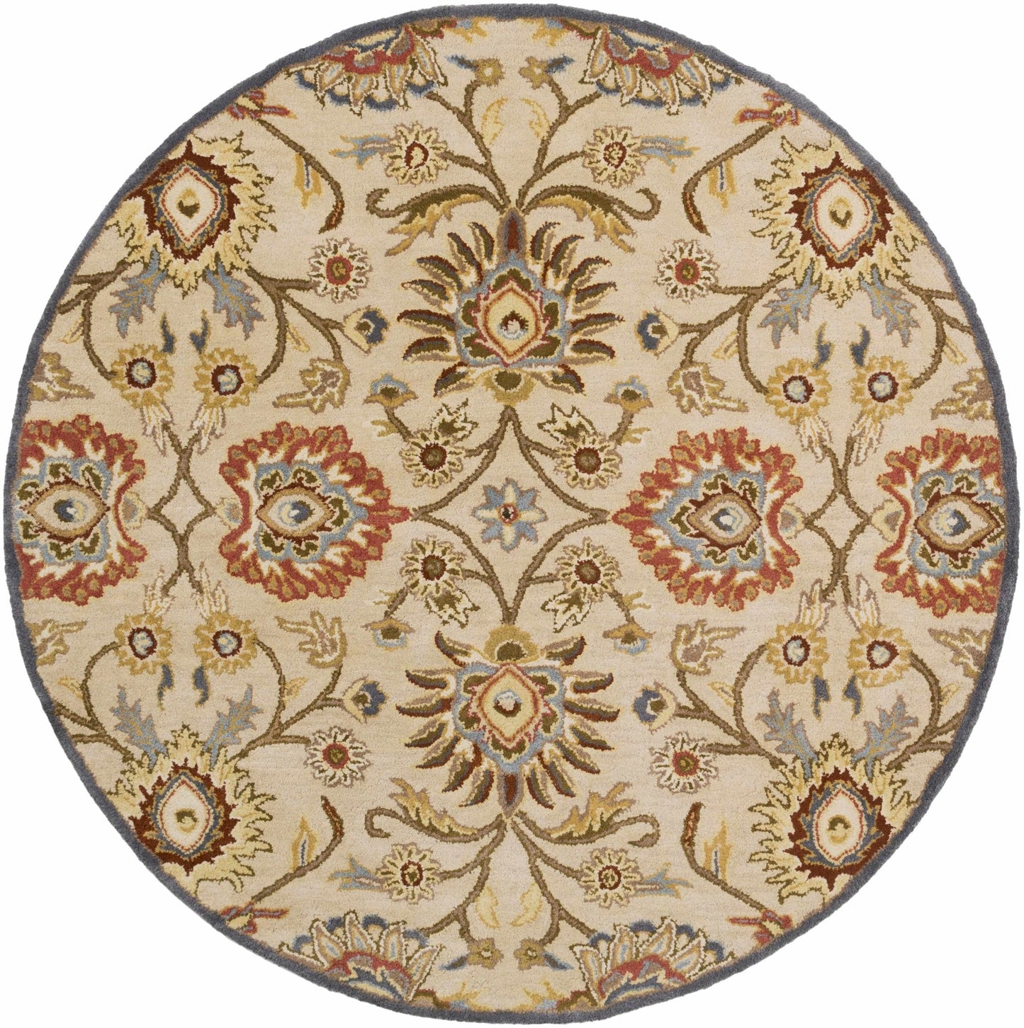 Caesar 1116 Hand Tufted Beige & Rust Wool Rug - Quahog Bay Bedding