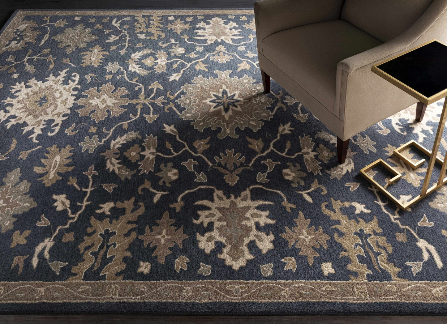 Caesar 1154 Navy Wool Rug - Quahog Bay Bedding