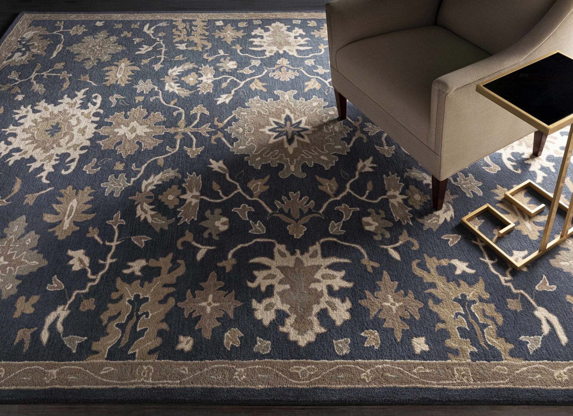 Caesar 1154 Navy Wool Rug - Quahog Bay Bedding