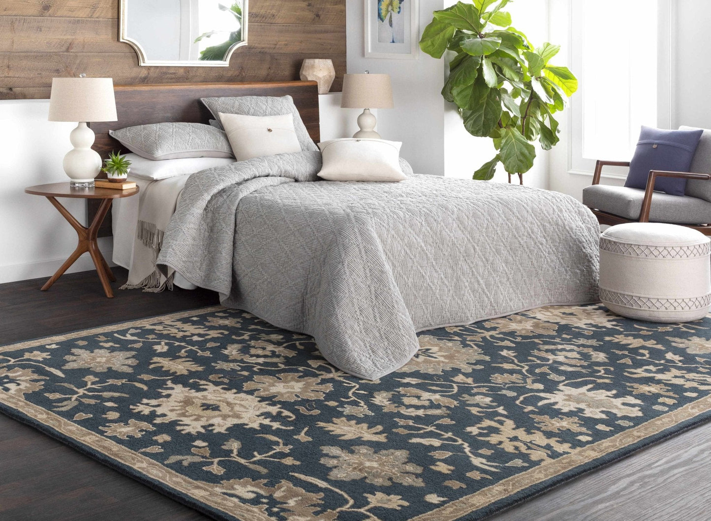 Caesar 1154 Navy Wool Rug - Quahog Bay Bedding