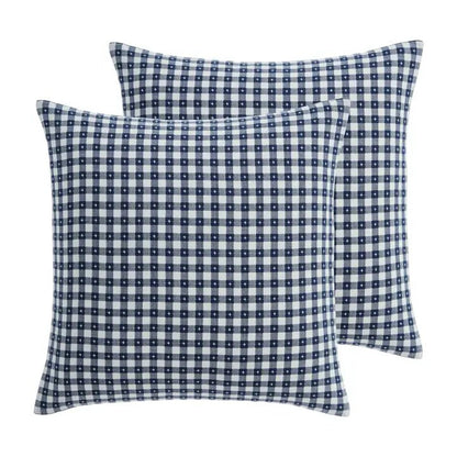 Camden Gingham Stitch Euro Sham Set - Navy - Quahog Bay Bedding