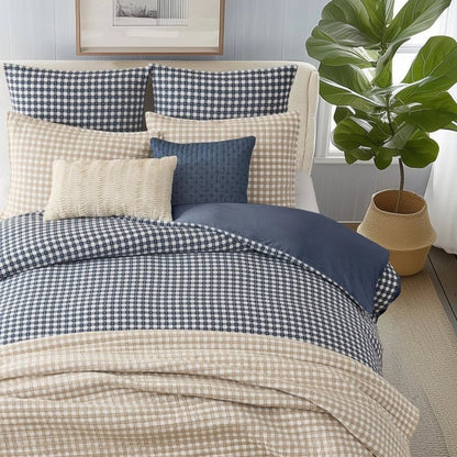 Camden Gingham Stitch Euro Sham Set - Navy - Quahog Bay Bedding