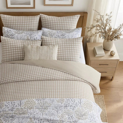Camden Gingham Stitch Euro Sham Set - Taupe - Quahog Bay Bedding
