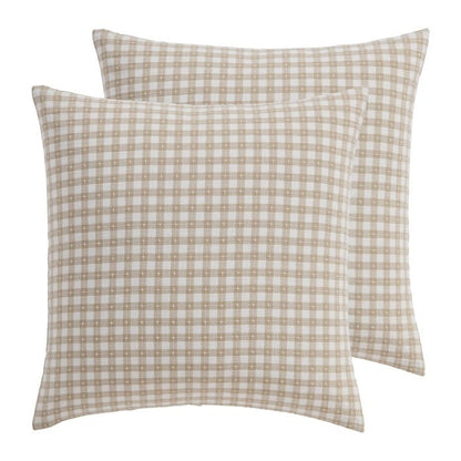 Camden Gingham Stitch Euro Sham Set - Taupe - Quahog Bay Bedding