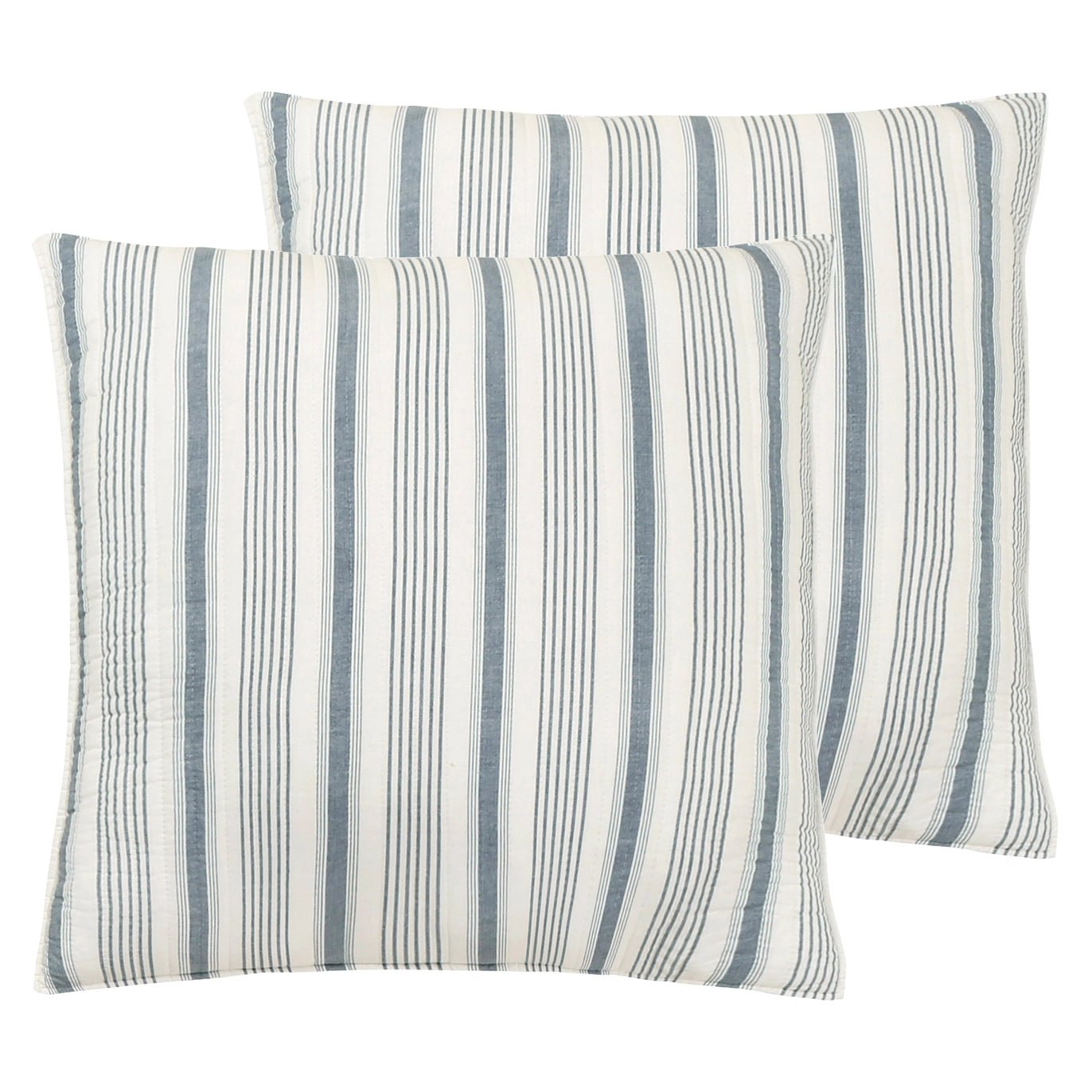 Camden Navy Stripe Euro Shams 2PC Coastal Pillow Shams - Quahog Bay Bedding