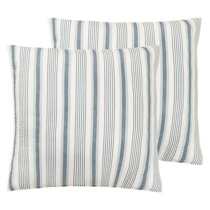 Camden Navy Stripe Euro Shams 2PC Coastal Pillow Shams - Quahog Bay Bedding
