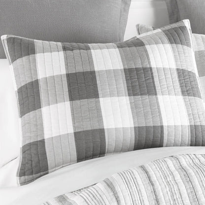 Camden Quilt Set - Checkered Quilt Sets - Grey & White Checks - Quahog Bay Bedding