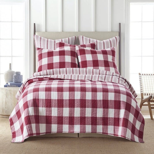 Camden Quilt Set - Checkered Quilt Sets - Red & White Checks - Quahog Bay Bedding