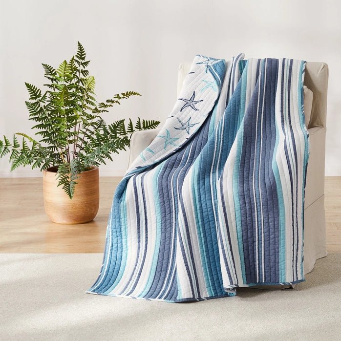 Camps Bay Quilted Throw - Coastal Throw Blanket - Quahog Bay Bedding