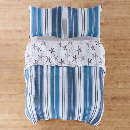 Camps Bay Reversible Coastal Quilt Set - Coastal Themed Quilt Set - Quahog Bay Bedding