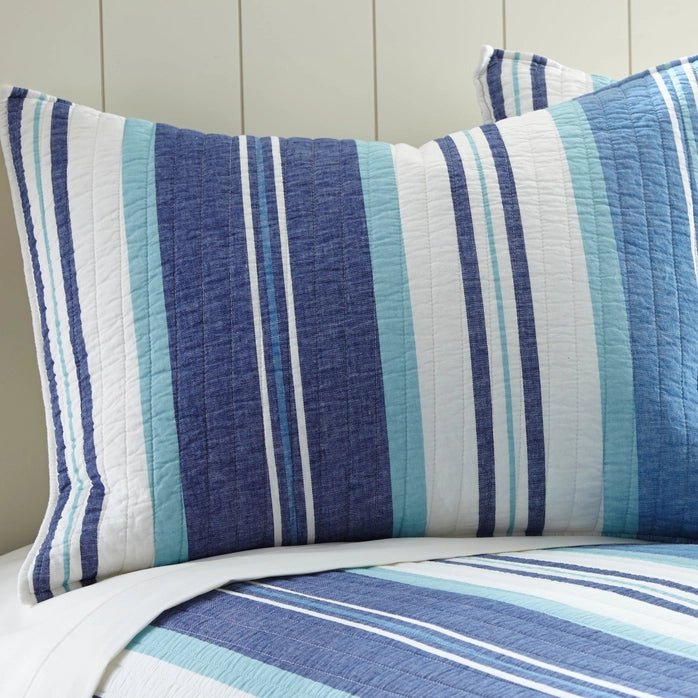 Camps Bay Reversible Coastal Quilt Set - Coastal Themed Quilt Set - Quahog Bay Bedding