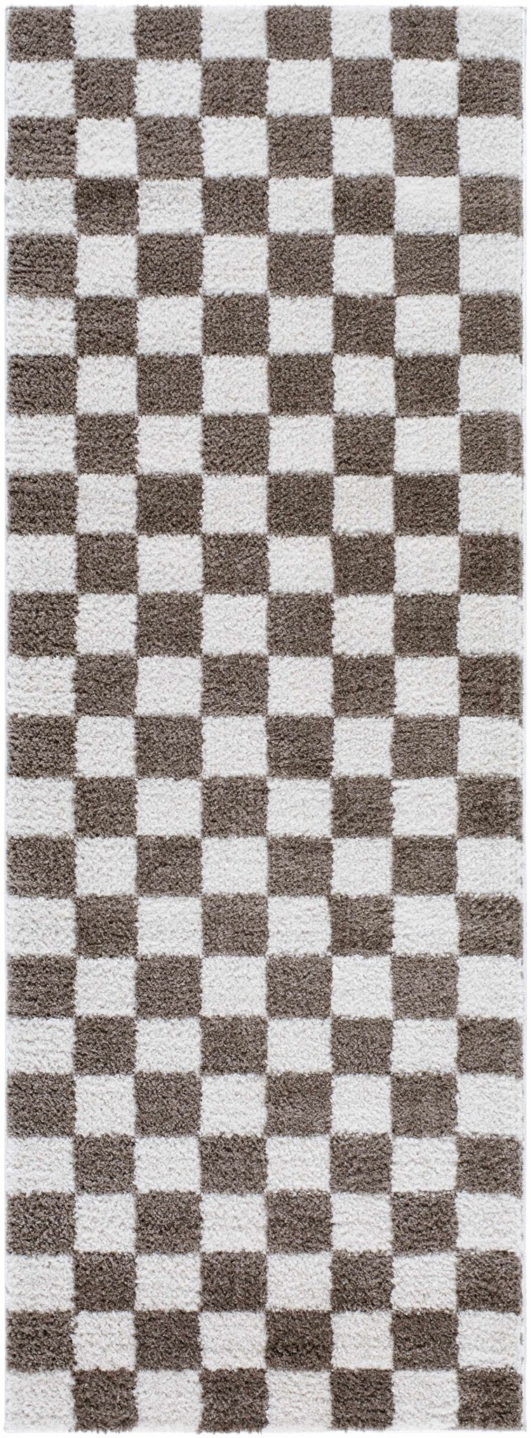 Canika Brown Washable Checkered Area Rug - Quahog Bay Bedding