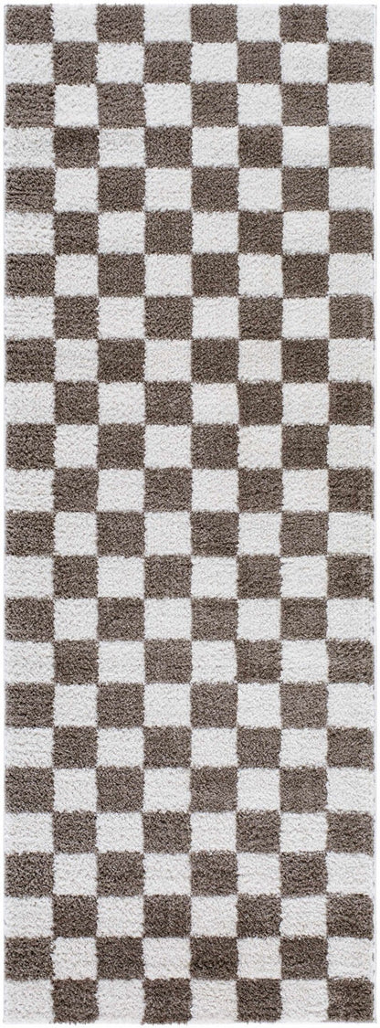 Canika Brown Washable Checkered Area Rug - Quahog Bay Bedding