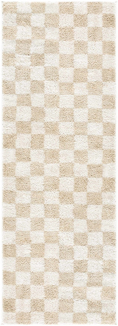 Canika Checkered Cream Washable Area Rug - Quahog Bay Bedding