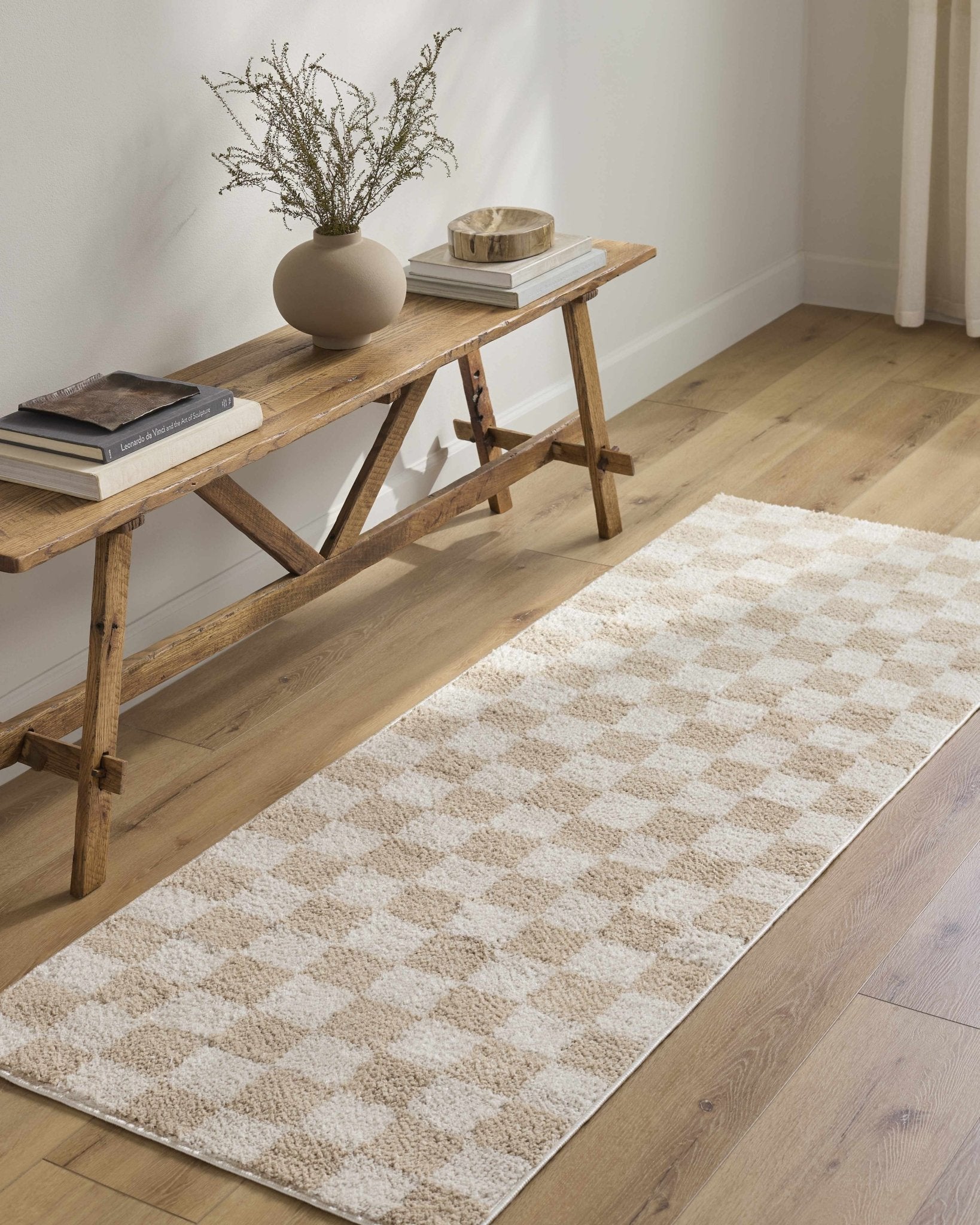 Canika Checkered Cream Washable Area Rug - Quahog Bay Bedding