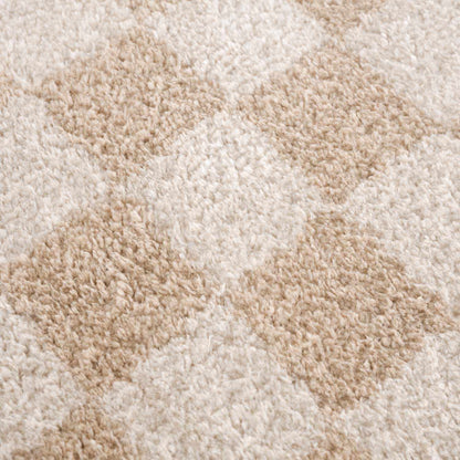 Canika Checkered Cream Washable Area Rug - Quahog Bay Bedding