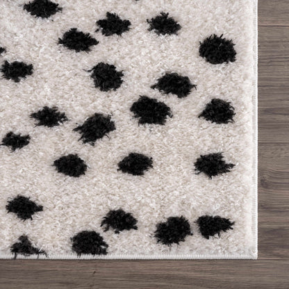 Cansu Black & White Dotted Area Rug - Quahog Bay Bedding