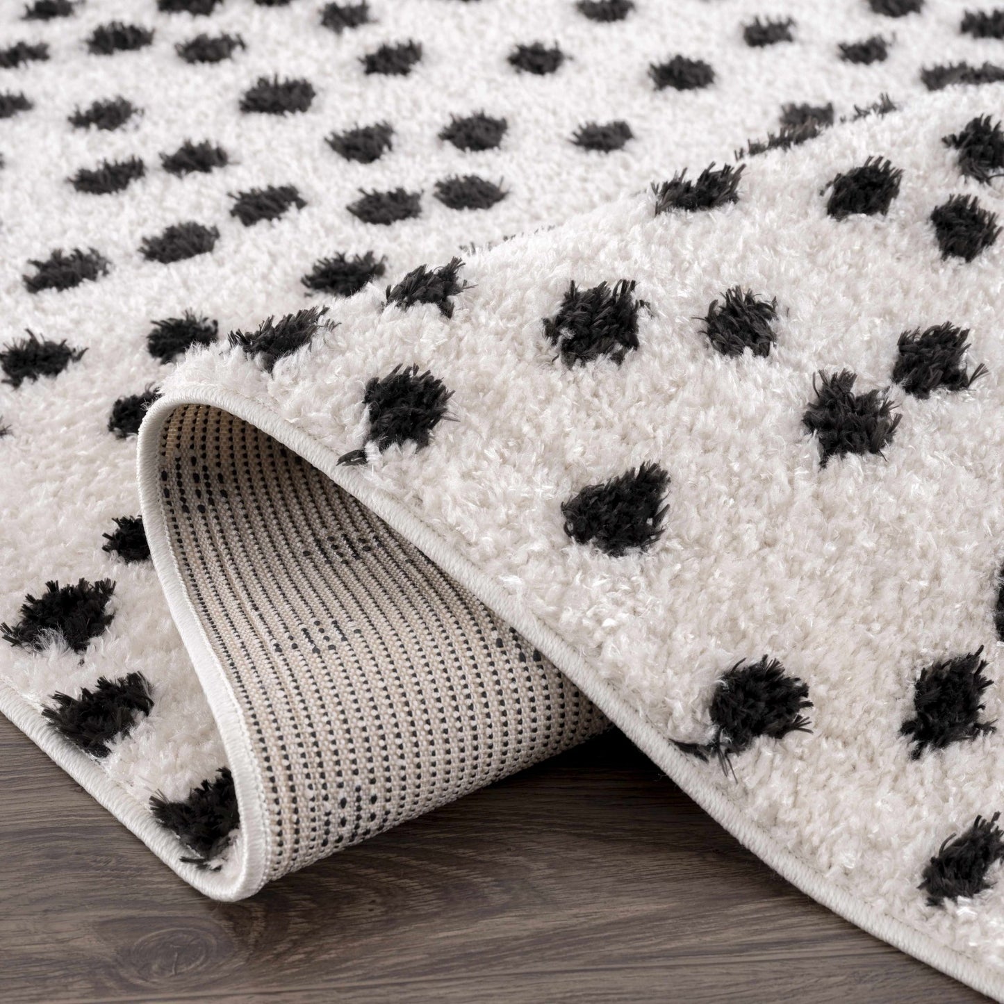Cansu Black & White Dotted Area Rug - Quahog Bay Bedding