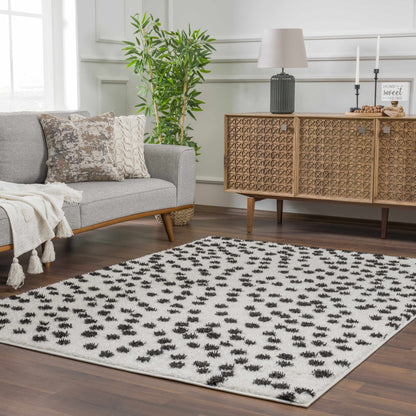 Cansu Black & White Dotted Area Rug - Quahog Bay Bedding