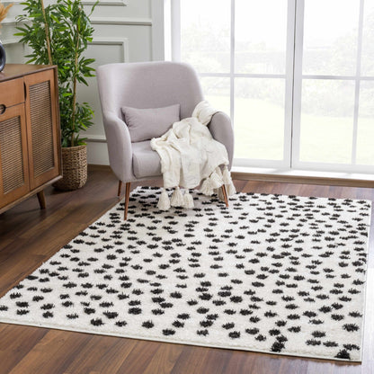 Cansu Black & White Dotted Area Rug - Quahog Bay Bedding
