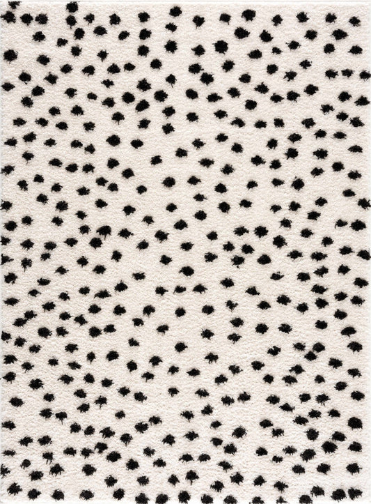 Cansu Black & White Dotted Area Rug - Quahog Bay Bedding