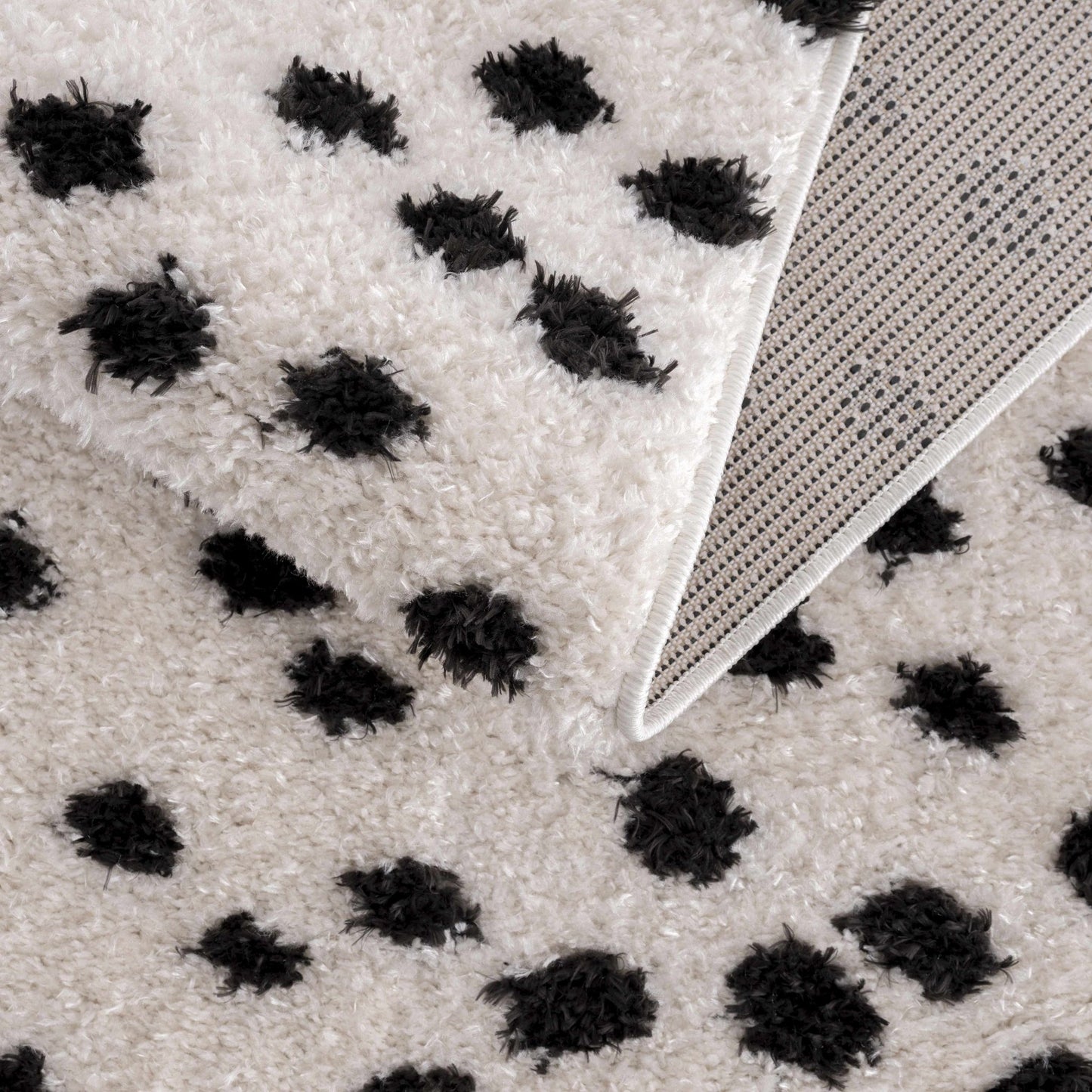 Cansu Black & White Dotted Area Rug - Quahog Bay Bedding