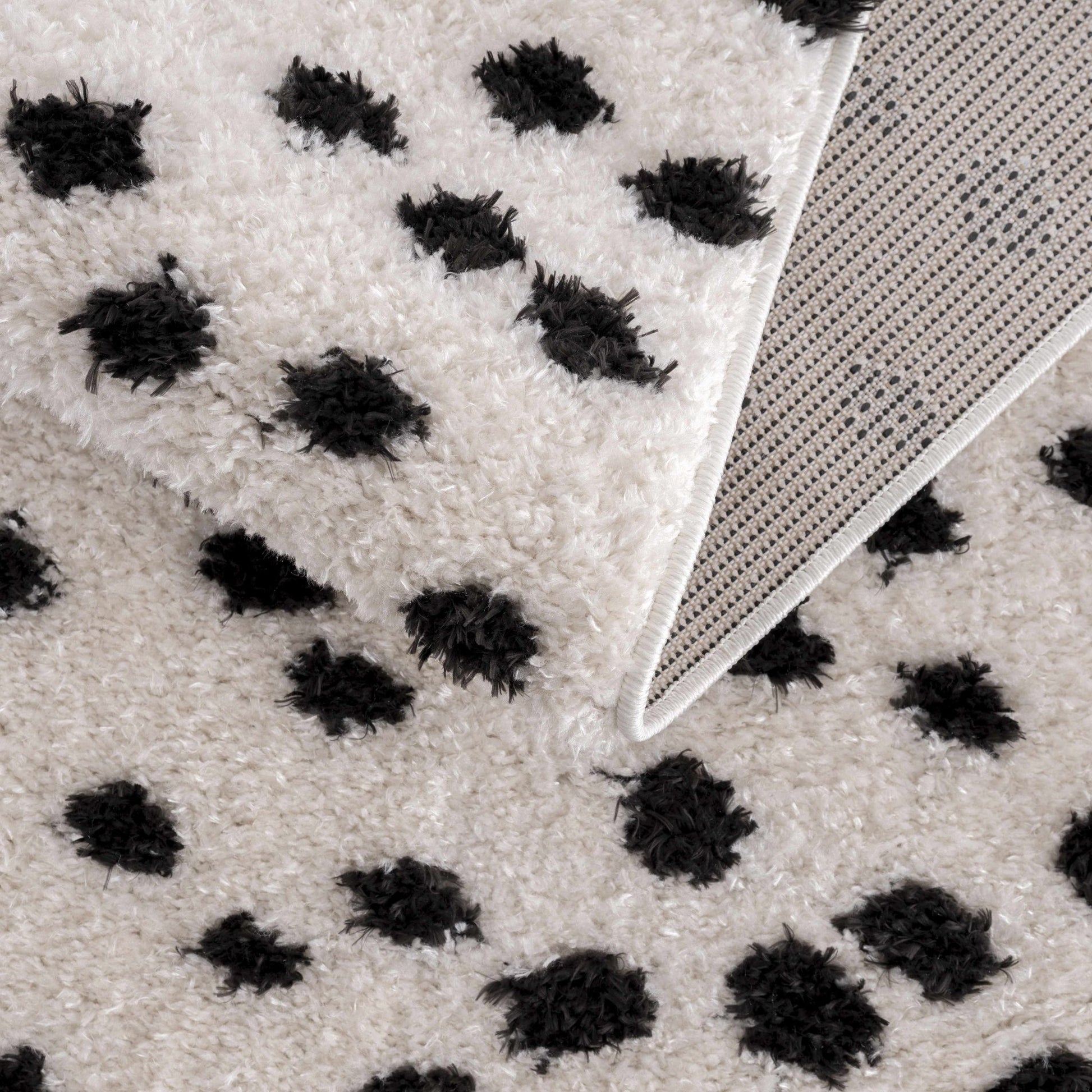 Cansu Black & White Dotted Area Rug - Quahog Bay Bedding