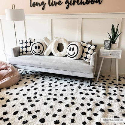Cansu Black & White Dotted Area Rug - Quahog Bay Bedding