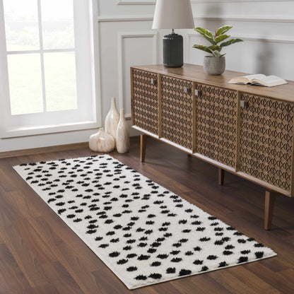 Cansu Black & White Dotted Area Rug - Quahog Bay Bedding