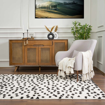 Cansu Black & White Dotted Area Rug - Quahog Bay Bedding