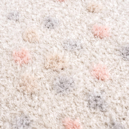 Cansu Pink & Cream Dotted Area Rug - Plush Pile Rugs - Quahog Bay Bedding