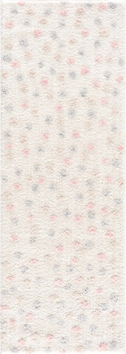 Cansu Pink & Cream Dotted Area Rug - Plush Pile Rugs - Quahog Bay Bedding