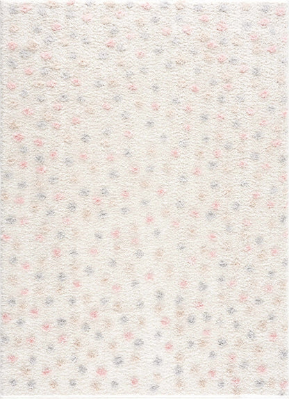 Cansu Pink & Cream Dotted Area Rug - Plush Pile Rugs - Quahog Bay Bedding