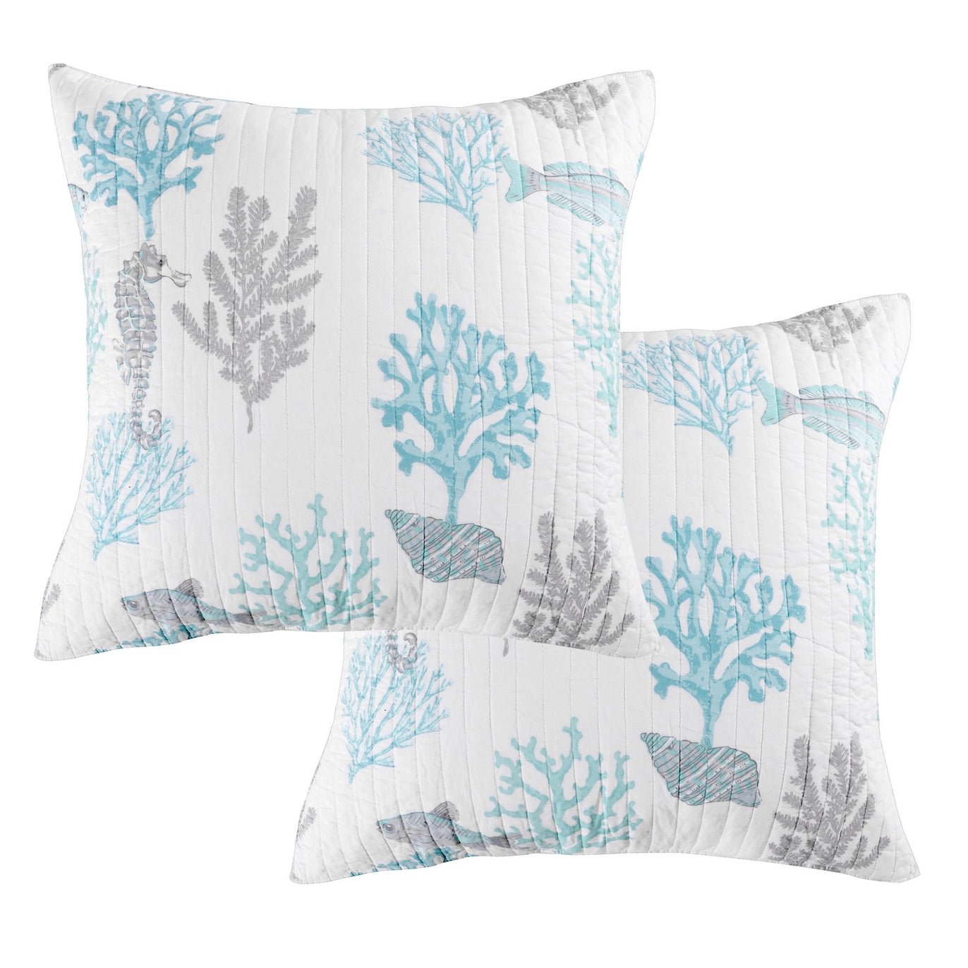 Cape Coral Euro Shams 2PC Coastal Pillow Shams - Quahog Bay Bedding