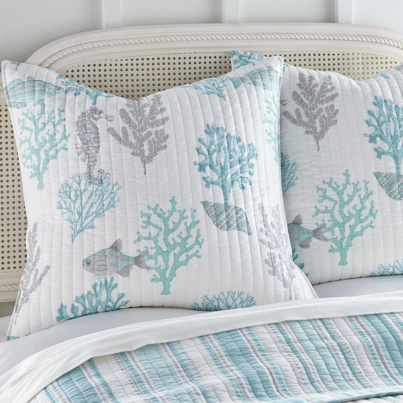 Cape Coral Euro Shams 2PC Coastal Pillow Shams - Quahog Bay Bedding