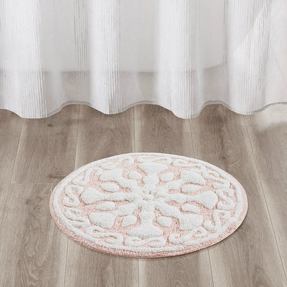 Casablanca Medallion Cotton Tufted Bath Rug - Pink Medallion Bath Rugs - Quahog Bay Bedding