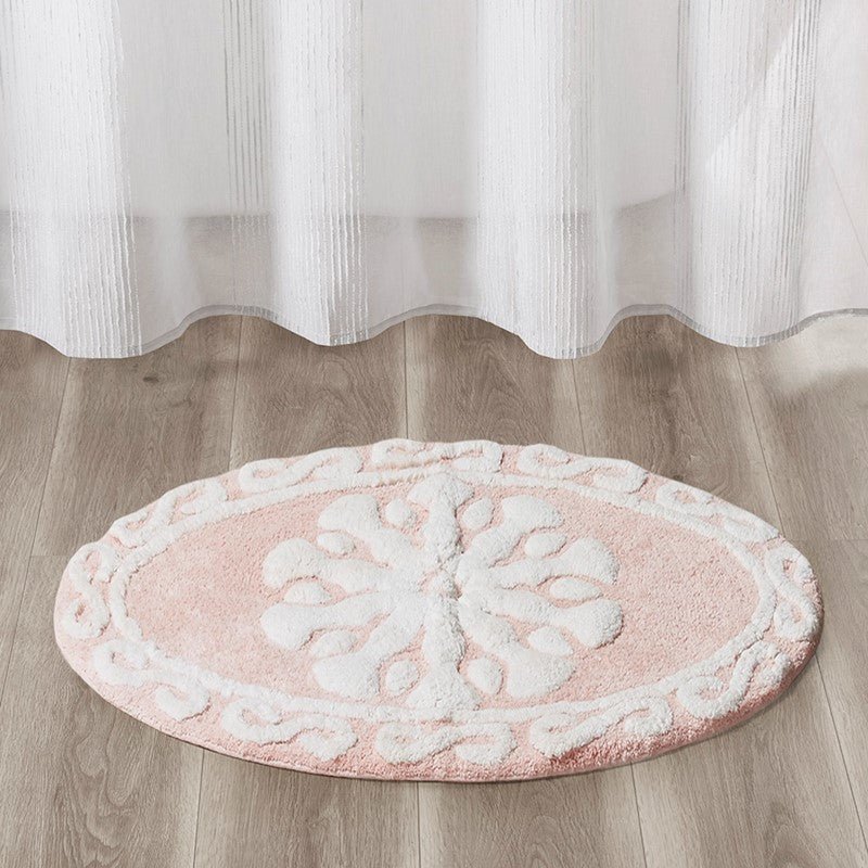 Casablanca Medallion Cotton Tufted Bath Rug - Pink Medallion Bath Rugs - Quahog Bay Bedding
