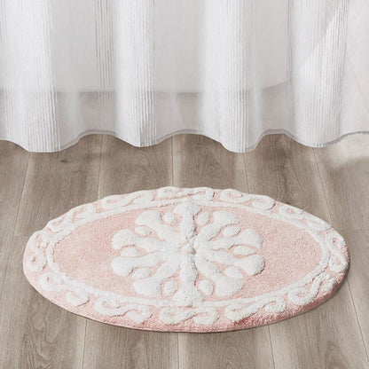 Casablanca Medallion Cotton Tufted Bath Rug - Pink Medallion Bath Rugs - Quahog Bay Bedding