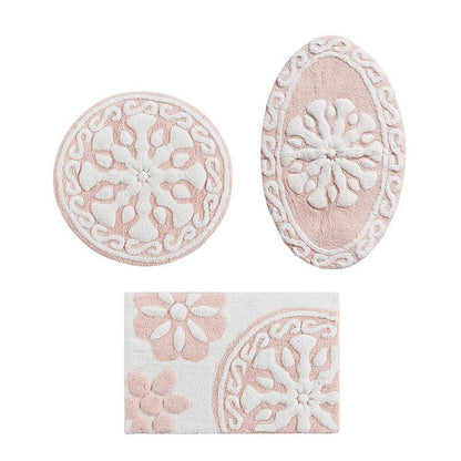 Casablanca Medallion Cotton Tufted Bath Rug - Pink Medallion Bath Rugs - Quahog Bay Bedding