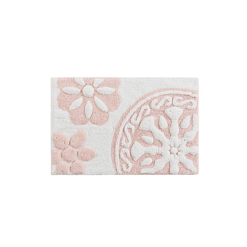 Casablanca Medallion Cotton Tufted Bath Rug - Pink Medallion Bath Rugs - Quahog Bay Bedding