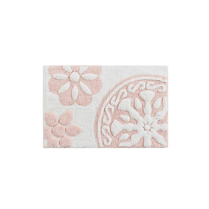 Casablanca Medallion Cotton Tufted Bath Rug - Pink Medallion Bath Rugs - Quahog Bay Bedding