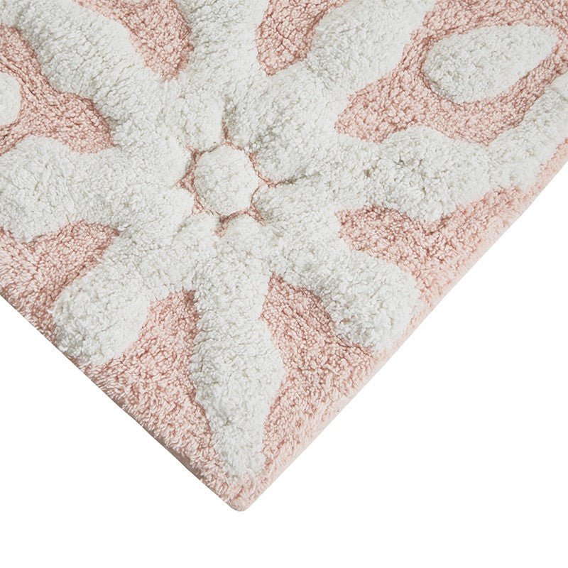 Casablanca Medallion Cotton Tufted Bath Rug - Pink Medallion Bath Rugs - Quahog Bay Bedding
