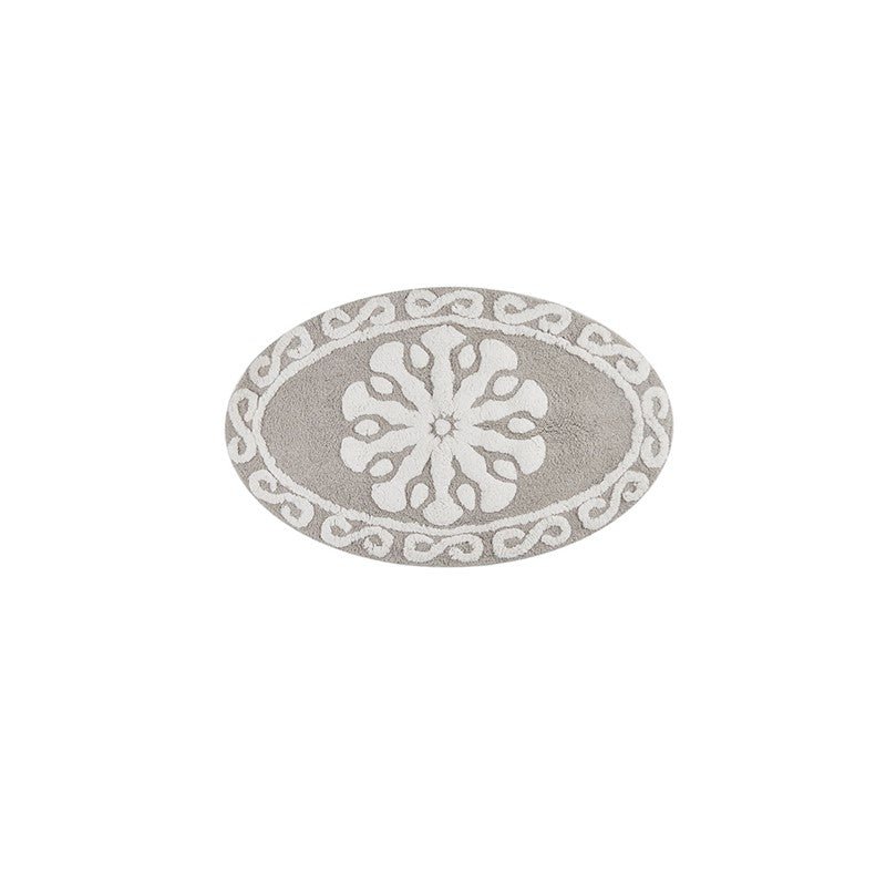 Casablanca Medallion Cotton Tufted Bath Rug - Taupe Medallion Bath Rugs - Quahog Bay Bedding